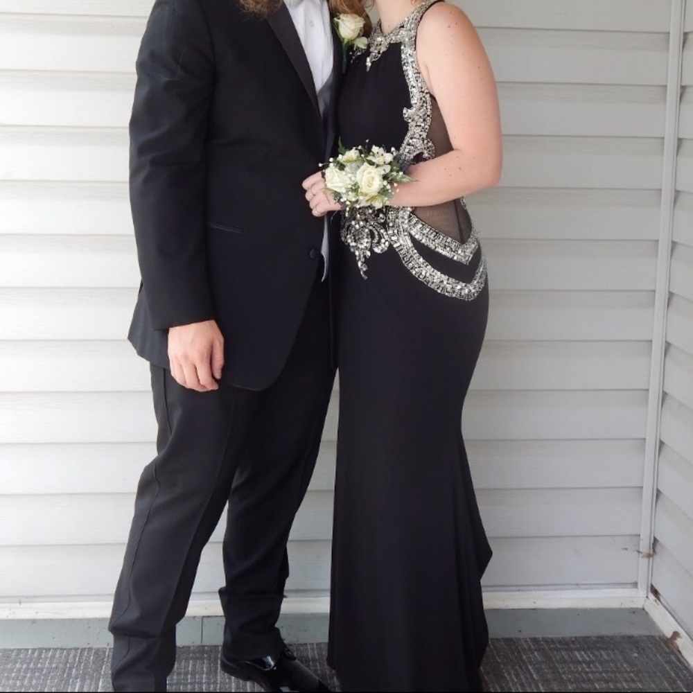 Abby Paris Black/Silver Prom Dress